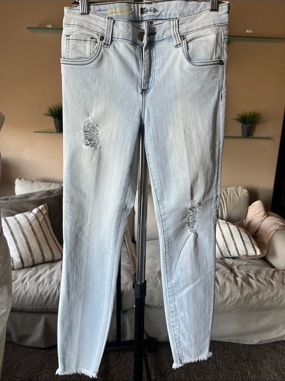 Kut from the Kloth Light Wash Ripped Skinny Jeans